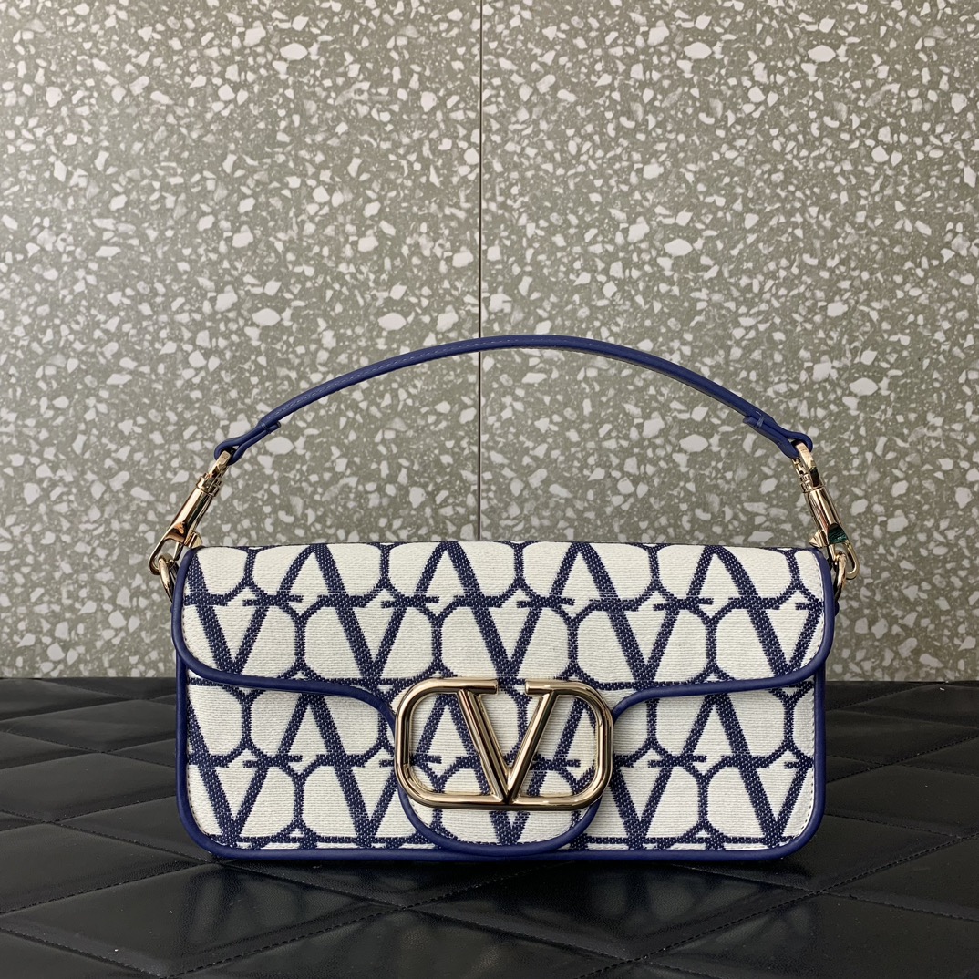 Valentino Garavani Loco Shoulder Bag in Blue Toile Iconographe